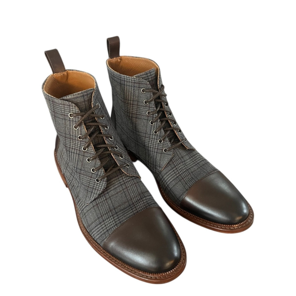 Taft Jack Boot Charcoal Gray Plaid Lace Up Size 9 - Picture 3 of 7